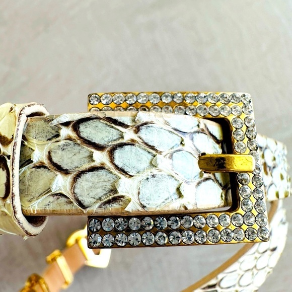 Dolce & Gabbana NWOT Vtg Y2K Phyton Snake Rhinestone Heart LOVE DG Skinny Belt - Picture 6 of 16